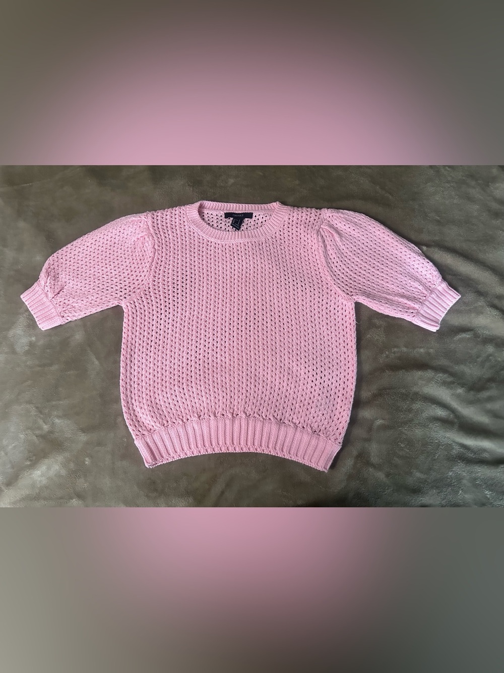 Forever 21 Pink Open-Knit Crewneck Sweater